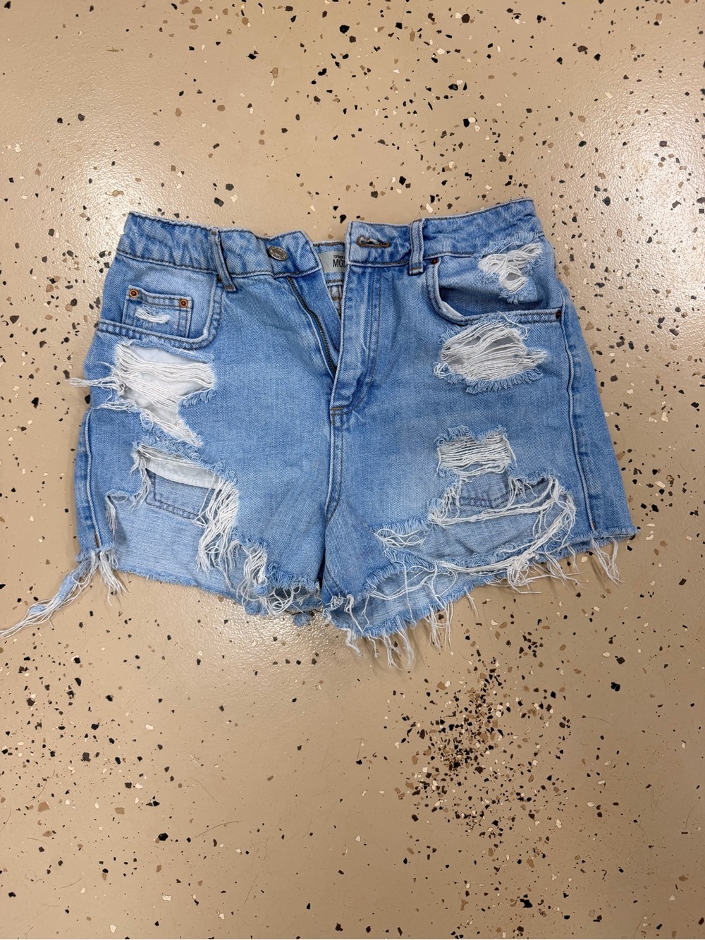 Topshop Light Blue Distressed Denim Cutoff Shorts